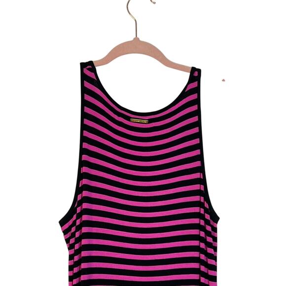 Michael Kors Pink & Black Striped Sleeveless Asymmetrical Hem Tank Dress Size S - Picture 5 of 9